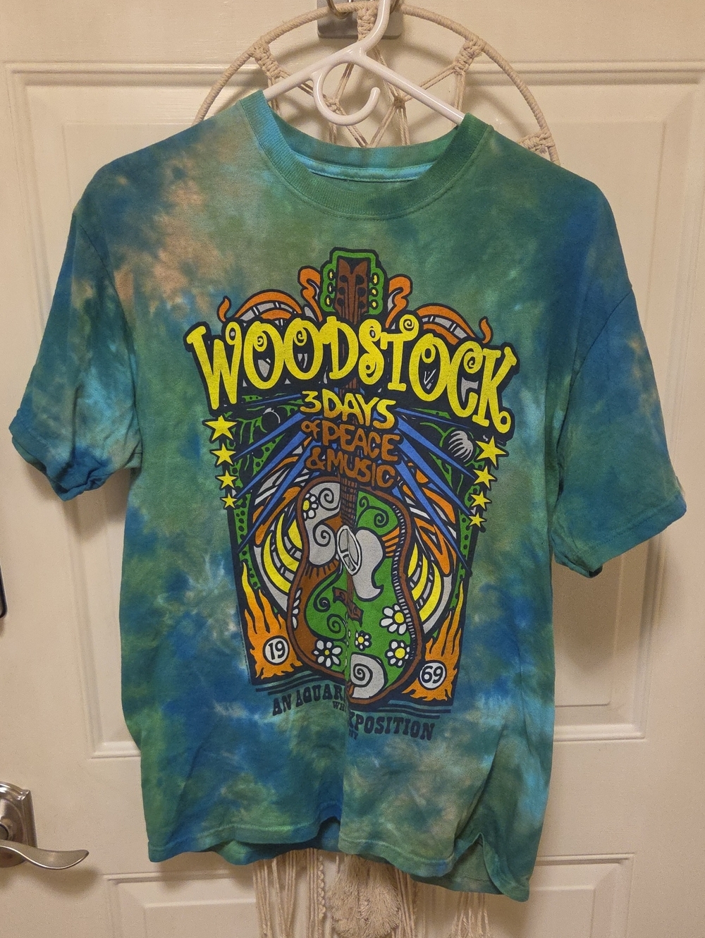 Tie-Dye Woodstock Graphic Tee - Blue & Green